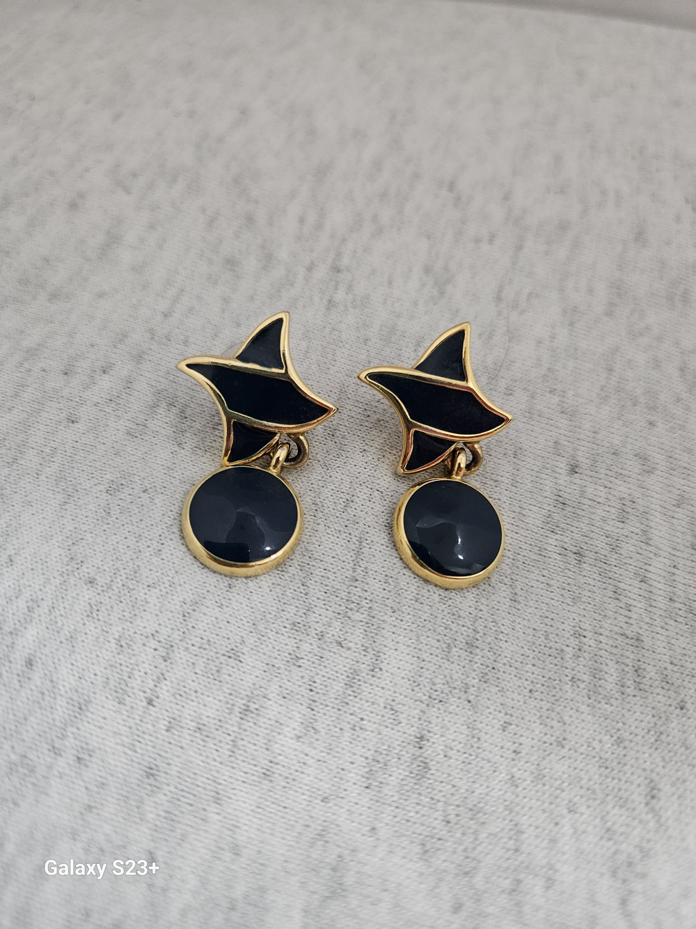 Napier Gold-Tone Navy Enamel Star Drop Earrings